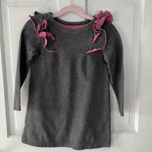 Cat & Jack grey shirt dress with pink/grey frilly shoulder details, size 5T